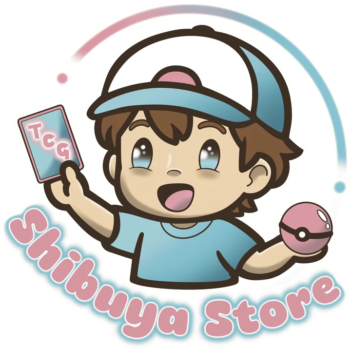 Logo de Shibuya Store : un jeune dresseur casquette sur la tête, une carte TCG à la main
